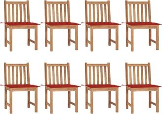 Patio Chairs 8 pcs with Cushions Solid Teak Wood - 19.7