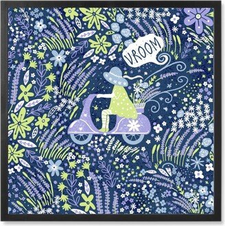 Photo Tiles: Vroom Moped - Blue Photo Tile, Black, Framed, 8X8, Blue