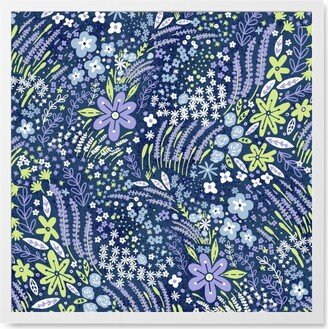 Photo Tiles: Meadow Floral - Blue Photo Tile, White, Framed, 8X8, Blue