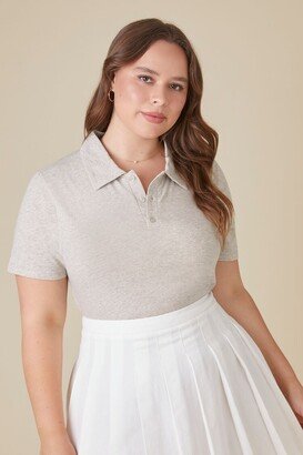 Women's Cotton-Blend Polo Shirt in Heather Grey, 3X