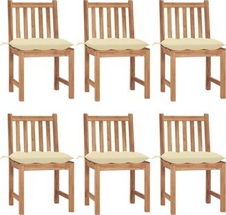 Patio Chairs 6 pcs with Cushions Solid Teak Wood