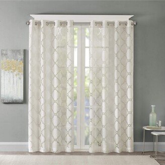 Gracie Mills Eden Fretwork Burnout Sheer Curtain Panel - 50x84