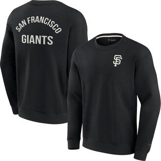 Men's and Women's Fanatics Signature Black San Francisco Giants Super Soft Pullover Crew Sweatshirt