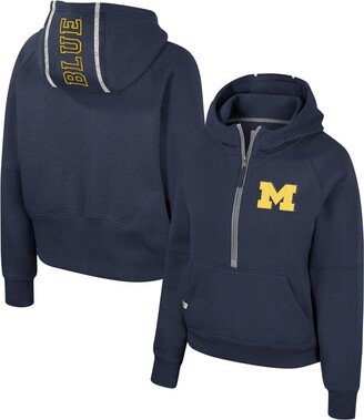 Women's Navy Michigan Wolverines Margo Raglan Half-Zip Hoodie