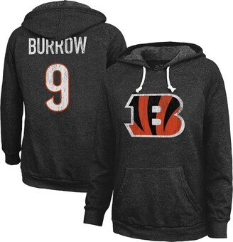 Women's Threads Joe Burrow Black Distressed Cincinnati Bengals Name and Number Pullover Hoodie