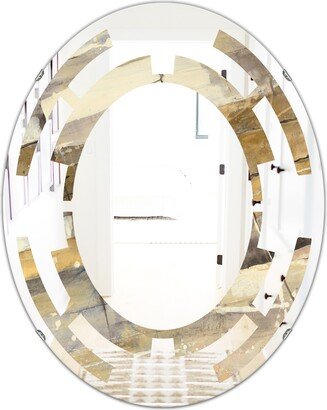 Designart 'Fire and Ice Minerals V' Printed Modern Round or Oval Wall Mirror - Space