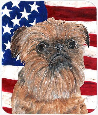 SC9516LCB 15 x 12 Inch Brussels Griffon USA American Flag Glass Cutting Board Large Size