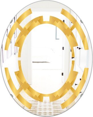 Designart 'Golden Geometric I' Printed Modern Round or Oval Wall Mirror - Space