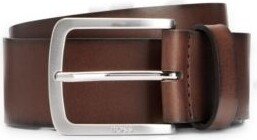 Italian-leather belt with logo-engraved buckle-AA