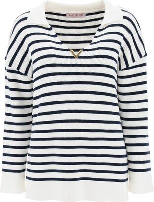 V-Neck Striped Knitted Jumper