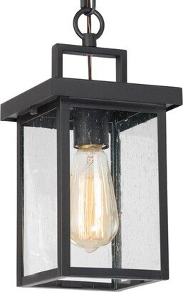 Square Glass/Metal Outdoor Pendant Lamp Black - LNC