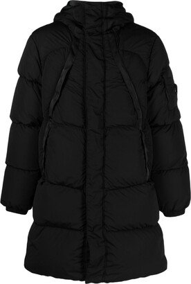 Lens-detail hooded padded coat