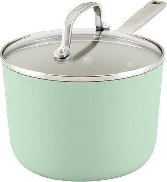 Hard Anodized 3qt Nonstick Ceramic Cookware Sauce Pan with Lid - Pistachio