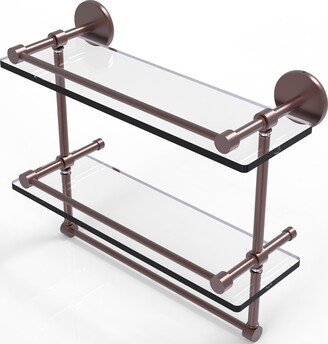 16 Inch Gallery Double Glass Shelf with Towel Bar