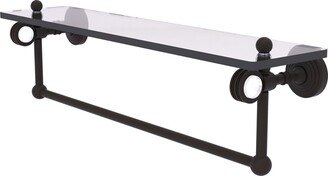 22 Inch Glass Shelf with Towel Bar and Dotted Accents