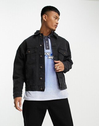 oversized denim jacket in washed black