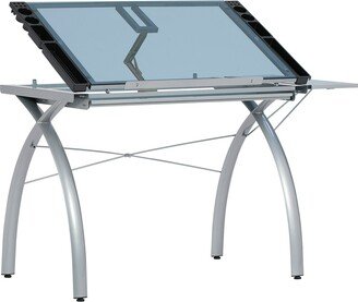 Futura Glass Top Drafting Table with Folding Shelf
