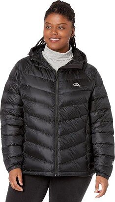 Plus Size Ultralight 850 Down Hooded Jacket (Black) Women's Clothing