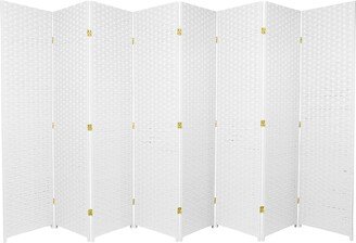 Handmade 6' 8-Panel White Woven Fiber Room Divider