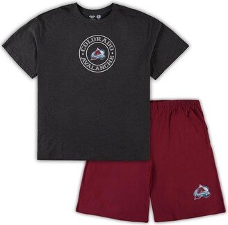 Men's Concepts Sport Burgundy and Heathered Charcoal Colorado Avalanche Big and Tall T-shirt and Shorts Sleep Set - Burgundy, Heathered Charcoal