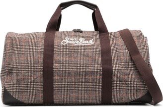 Logo-Embroidered Houndstooth-Pattern Holdall