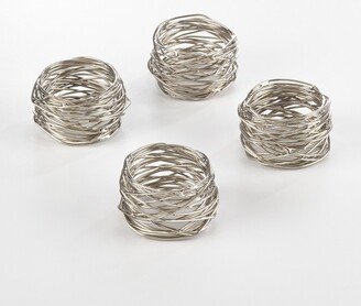 Saro Lifestyle Table Napkin Rings With Metal Twine Design (Set of 4), Silver