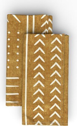 Cloth Napkins: Mudcloth - Mustard Cloth Napkin, Longleaf Sateen Grand, Yellow