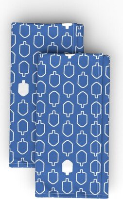 Cloth Napkins: Mod Dreidels Inverse Cloth Napkin, Longleaf Sateen Grand, Blue