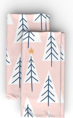 Cloth Napkins: Christmas Tree Forest - Pink Cloth Napkin, Longleaf Sateen Grand, Pink