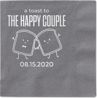 Wedding Napkins: Toast The Couple Napkin, White, Pewter