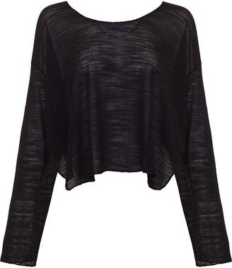 Black Sheer Long Sleeve Crop Top