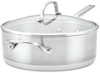 3-Ply Base Stainless Steel 4.5 Quart Induction Saute Pan with Helper Handle and Lid