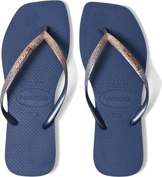 Slim Square Glitter Flip Flop Sandal (Indigo Blue) Women's Sandals