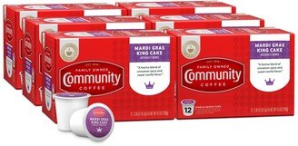 Community Coffee Mardi Gras King Cake Medium Roast Single Serve Pods, Keurig K-Cup Brewers, 72 Ct