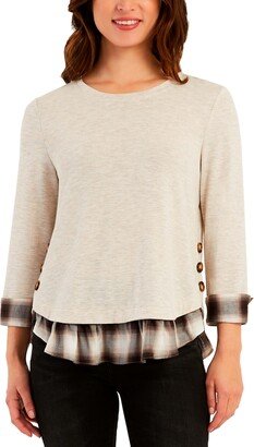 Juniors' 2-Fer Side-Button Sweater