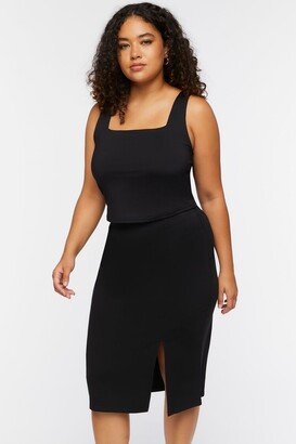 Plus Size Ponte Knit Midi Skirt