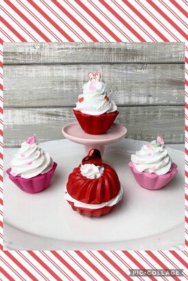 Mini Fake Cakes, Valentine's Decor, Tiered Tray Decor For