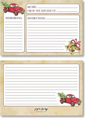 Paper Frenzy Nostalgic Red Truck with Tree Holiday 4 x 6 Recipe Cards 25 pack Double Sided