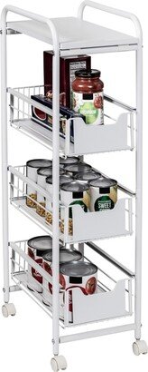 4 Tier Slim Rolling Cart with Drawers