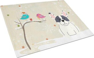 BB2483LCB Christmas Presents Between Friends French Bulldog Piebald Glass Cutting Board