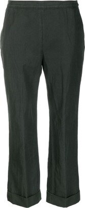 Cropped Flared Trousers-AL