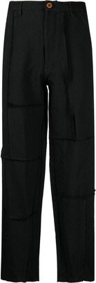 Exposed-Seam Straight-Leg Trousers