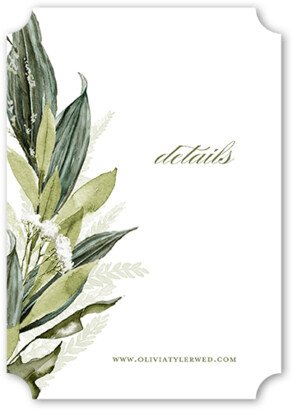 Enclosure Cards: Floral Frond Wedding Enclosure Card, Beige, Pearl Shimmer Cardstock, Ticket