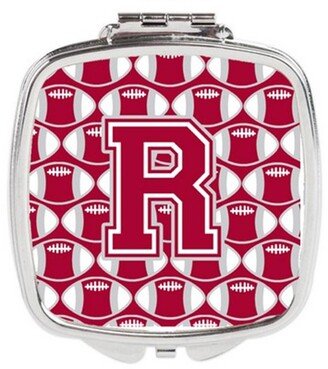 CJ1065-RSCM Letter R Football Crimson, Grey & White Compact Mirror