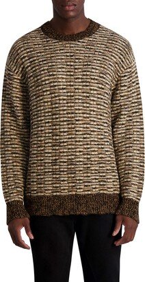 Mélange Stripe Oversize Wool Crewneck Sweater