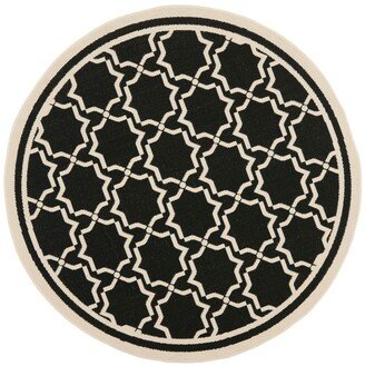 Courtyard Black and Beige 6'7 x 6'7 Round Outdoor Area Rug - Black / Be