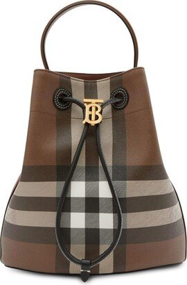 Exaggerated Check leather small TB bucket bag