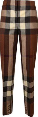 Brown Check Wool Pants