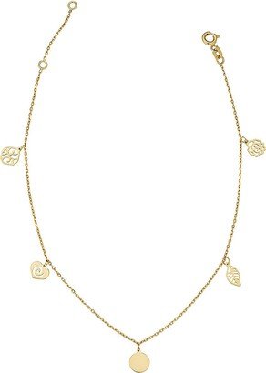 Oradina 14K Yellow Gold Riviera Charm Anklet