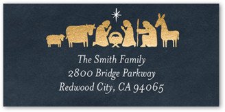 Address Labels: Peaceful Nativity Address Label, Blue, Address Label, Matte